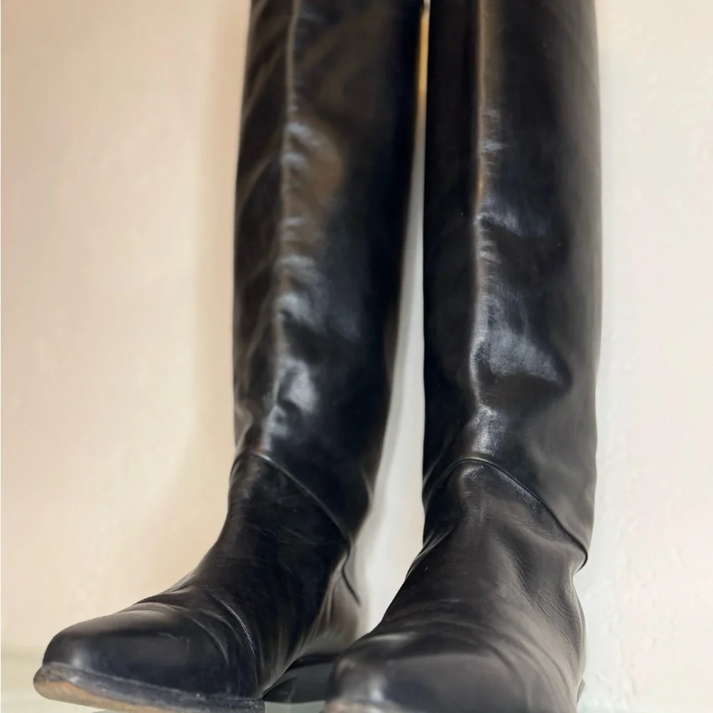 Joan & David Black Leather Over-the-Knee Boots
